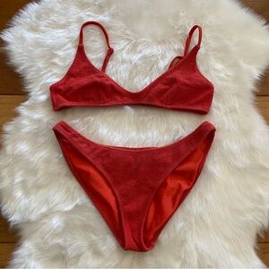 Triangl Swimwear Textured Red Two-Piece Bikini